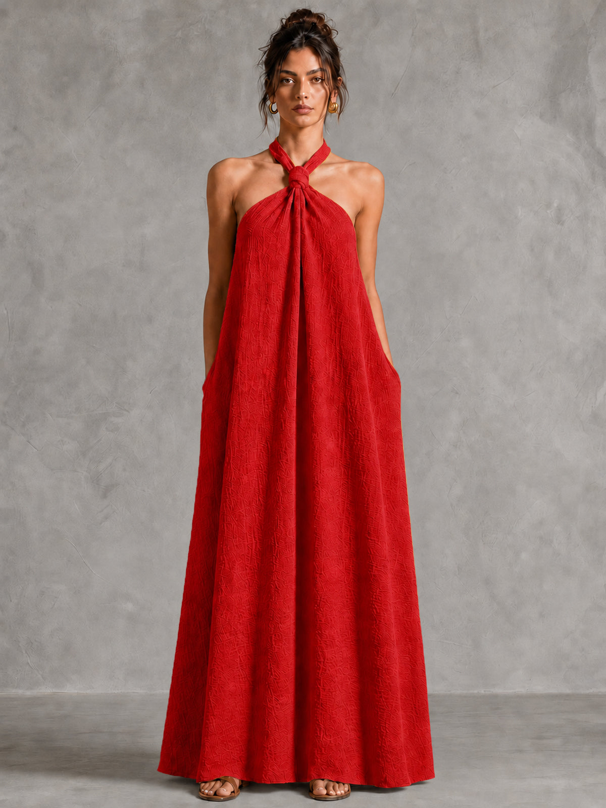 Twisted Halter Backless Maxi Dress