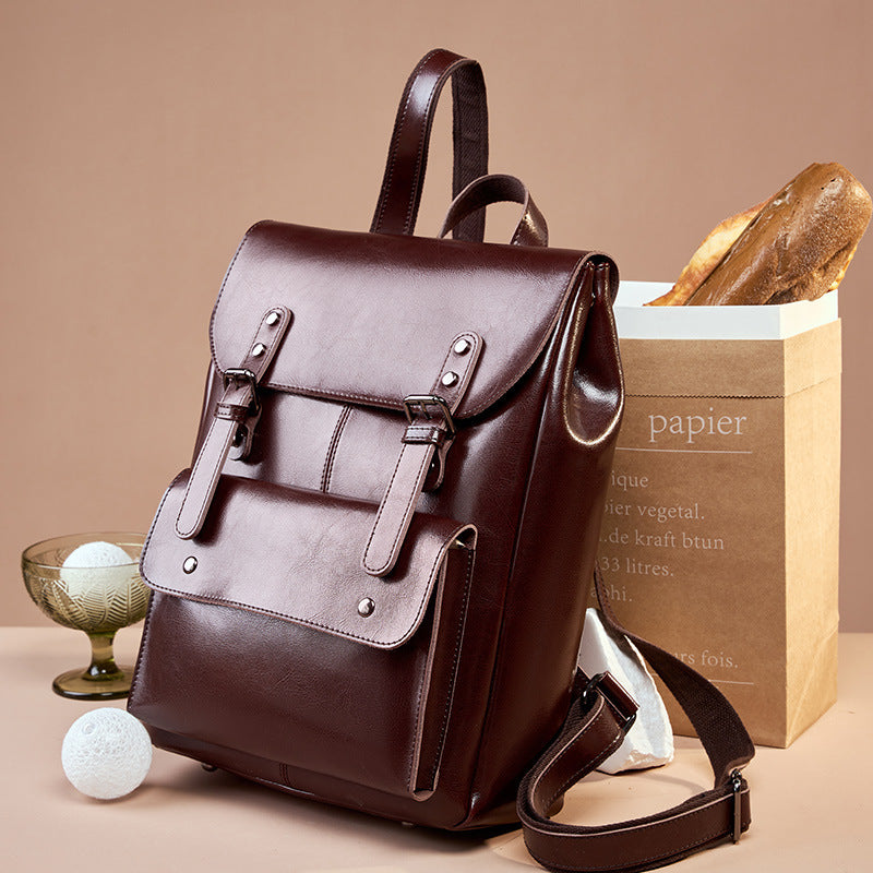 Cowhide Leather Laptop Backpack