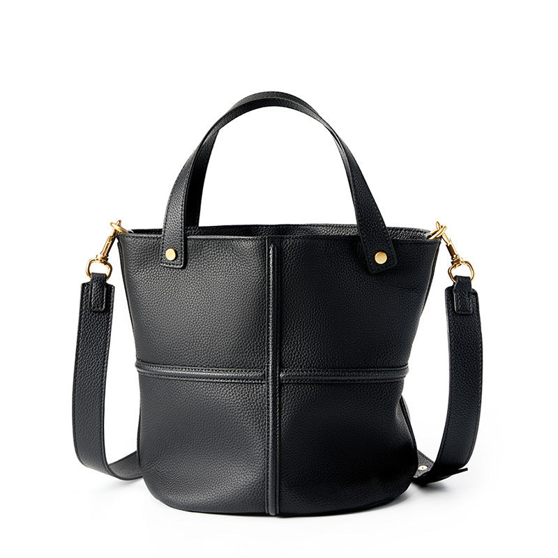 Soft Cowhide Leather Bucket Bag