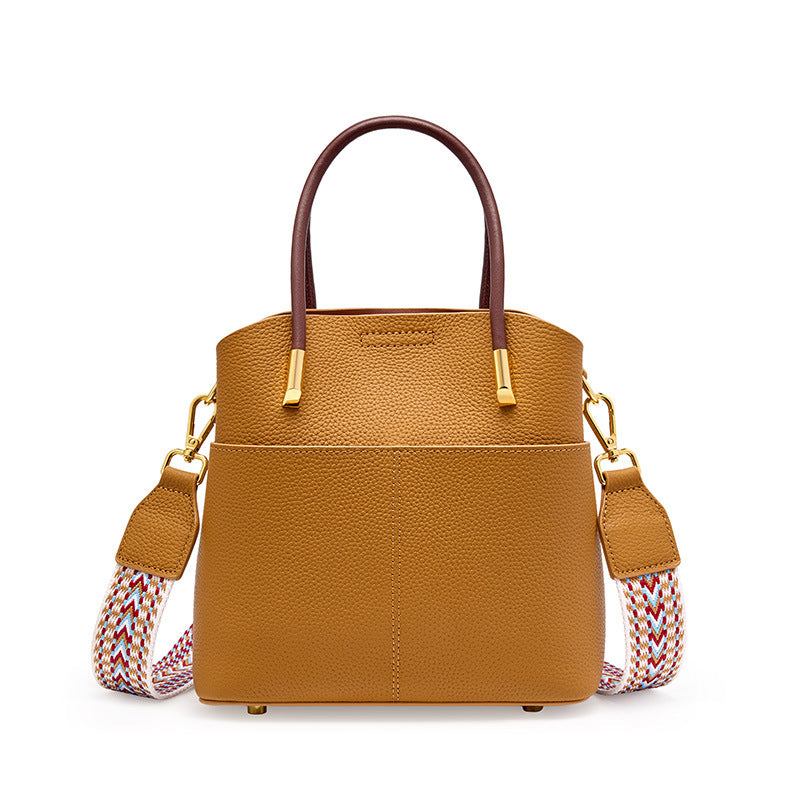 Soft Cowhide Leather Bucket Bag