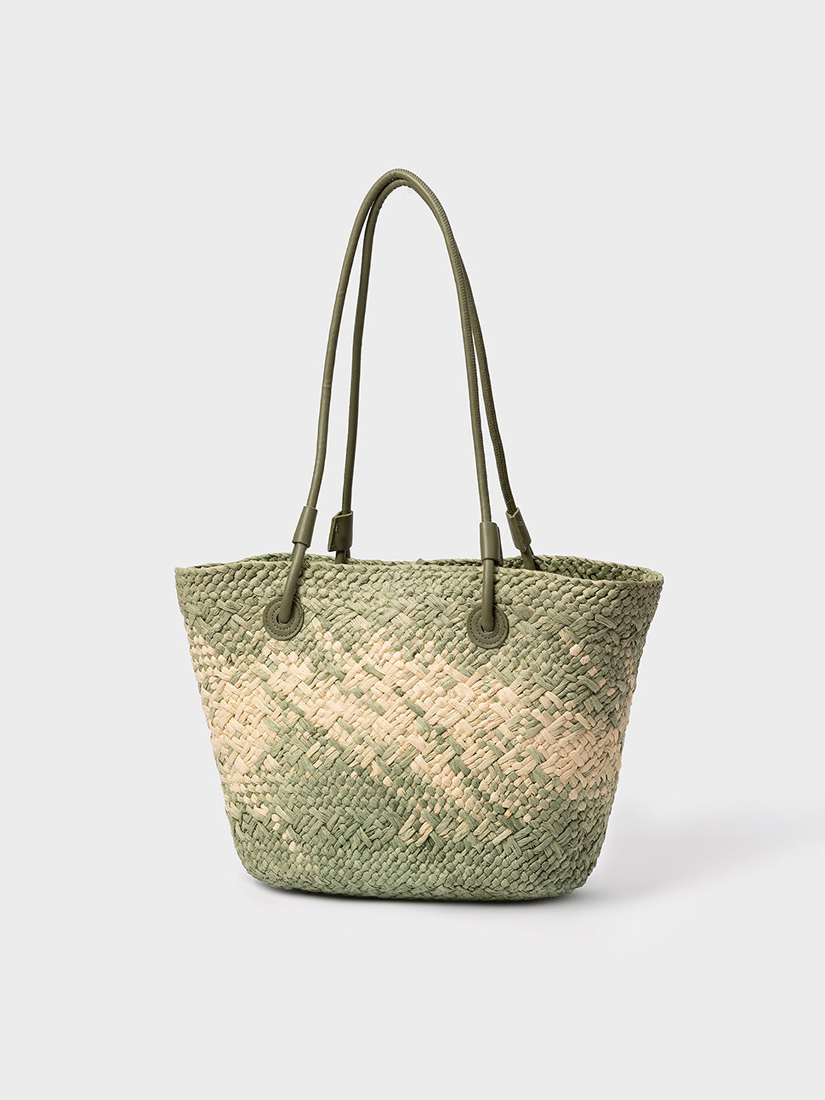 Handwoven Raffia Straw Tote – Leather Handle Summer Beach Bag