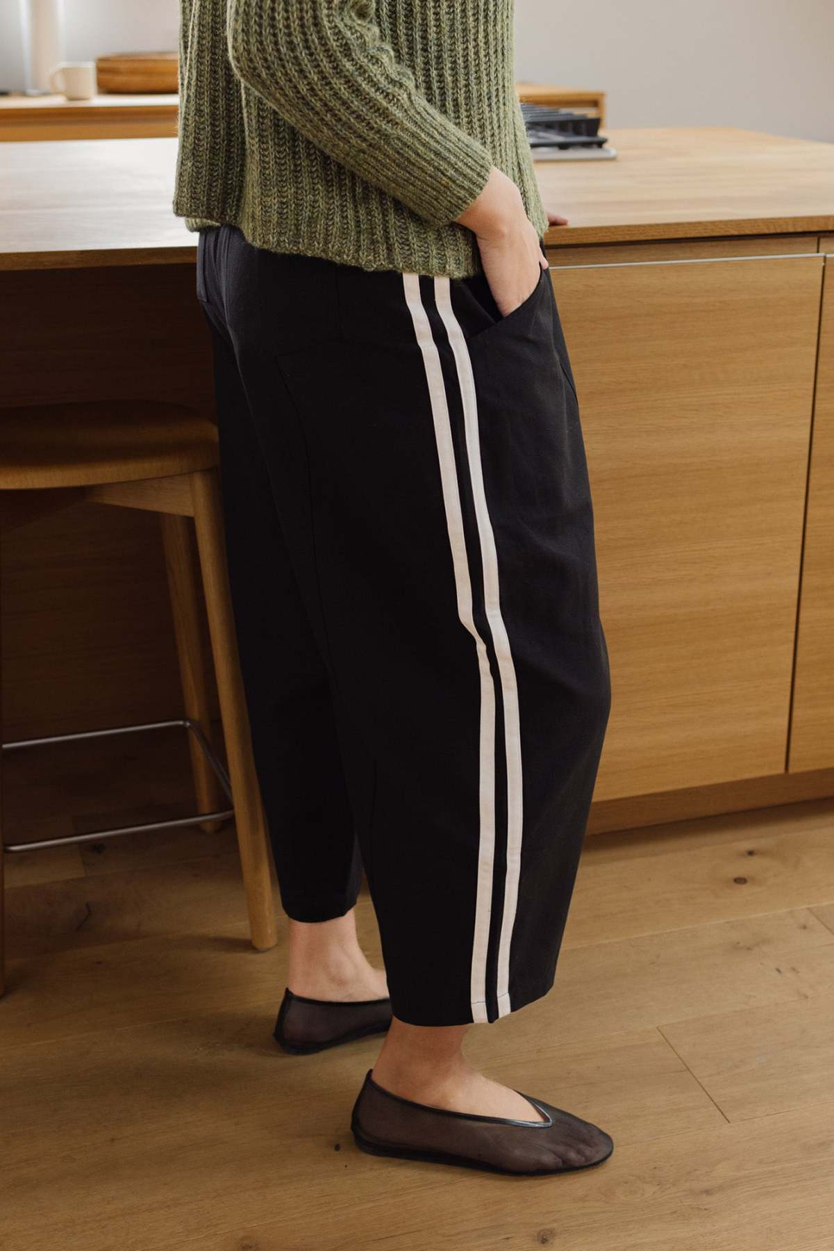 Cotton Blend Track Pants with Side Stripes - Comfortable Wide Leg Joggers for Casual Wear