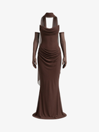 Strapless Mesh Two-Piece Evening Maxi Dress