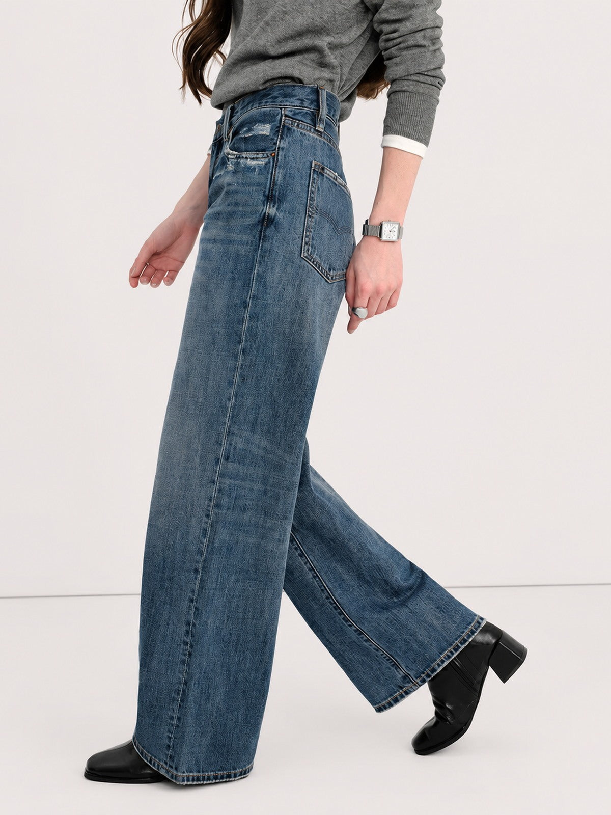 Vintage Wash Wide-Leg Jeans