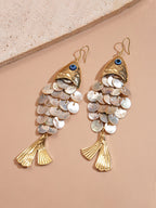 Fish-shaped Shell Tassel Earrings