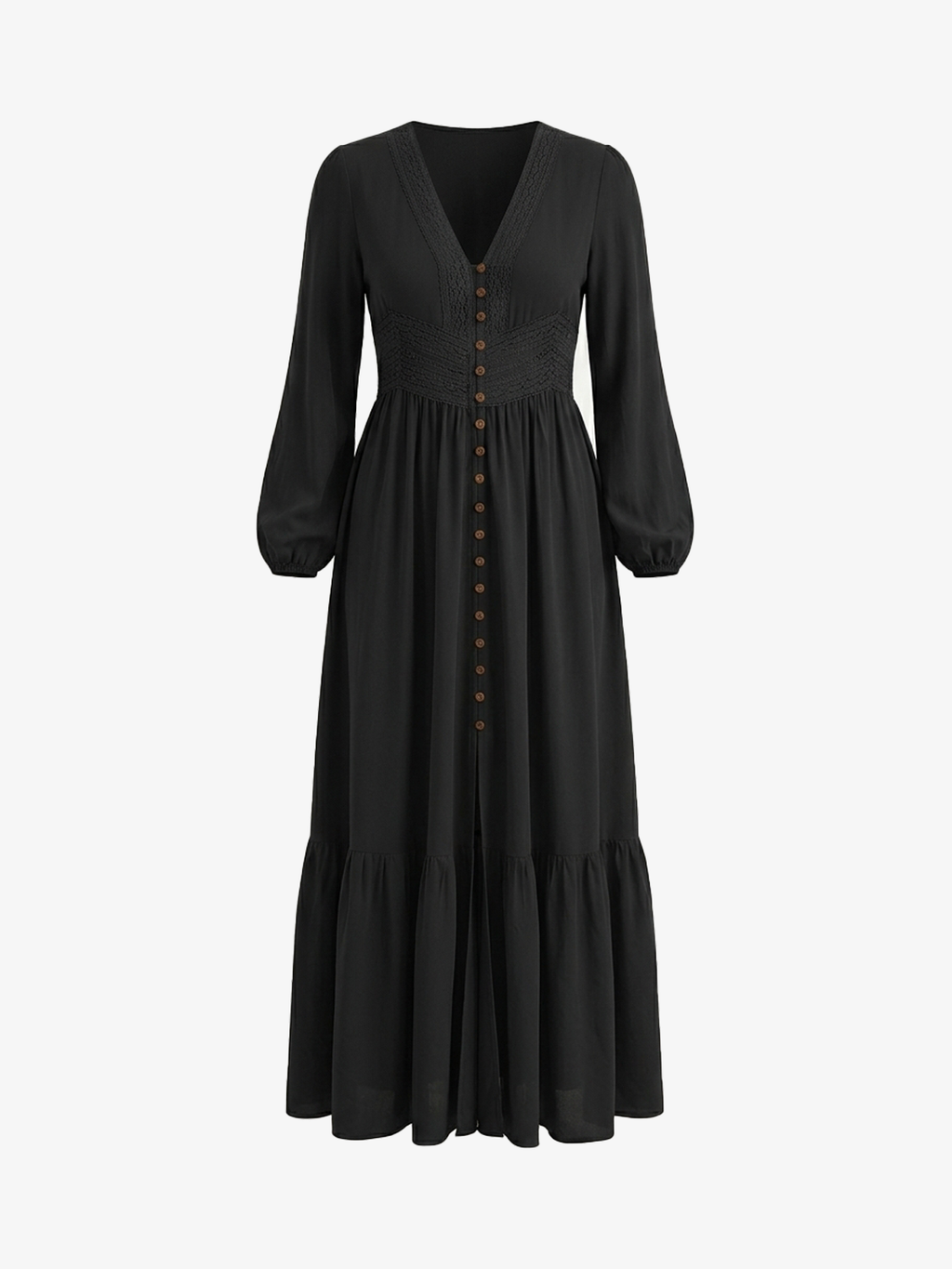 Lace V-Neck Slit Flowy Maxi Dress