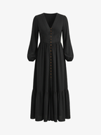 Lace V-Neck Slit Flowy Maxi Dress