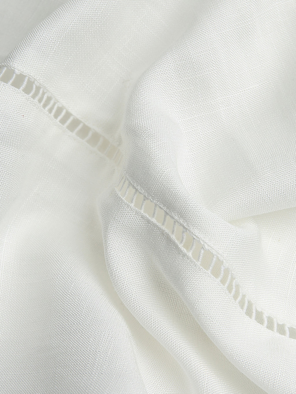 Lace-Trimmed Cutout Linen Pants