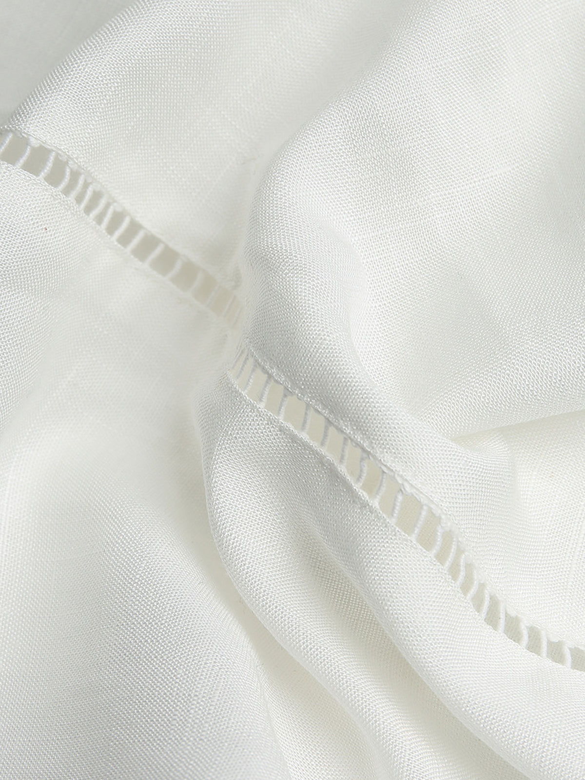 Lace-Trimmed Cutout Linen Pants