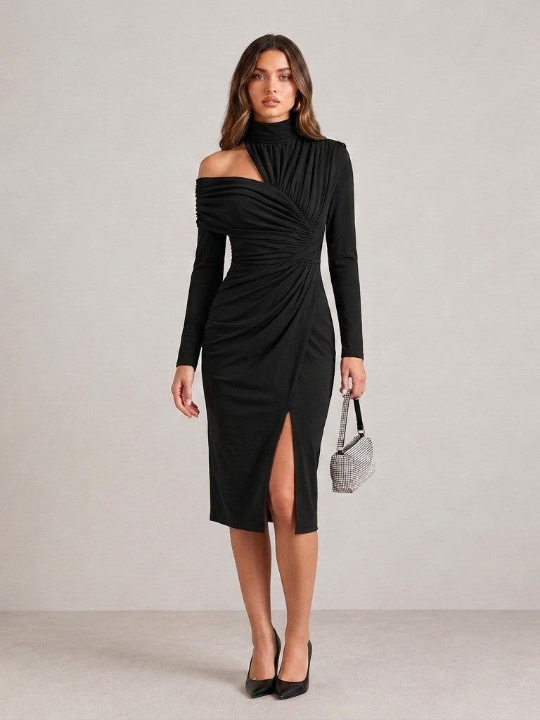 Chic Cut-Out Slit Knit Dress