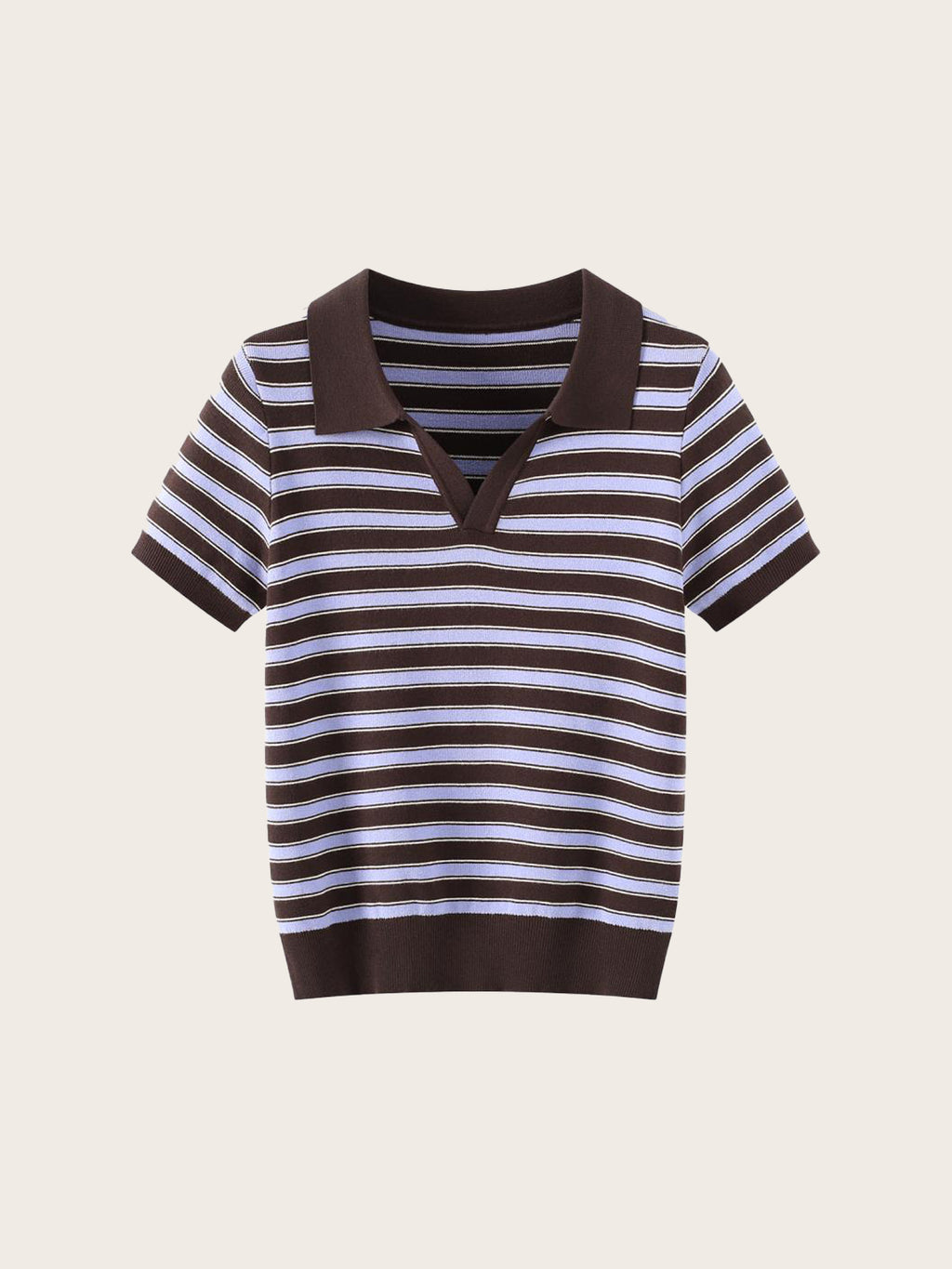 Striped Knit Polo Top