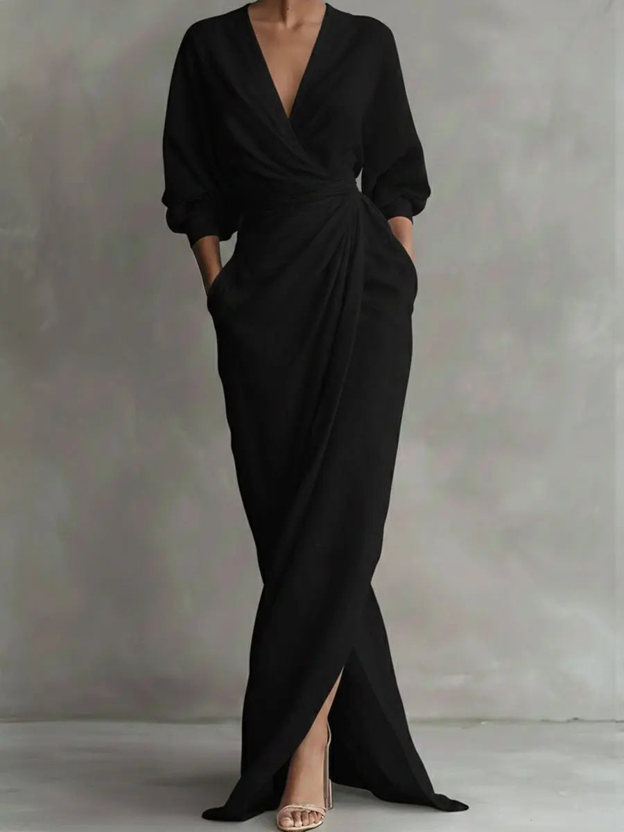 Wrap V-Neck Maxi Dress