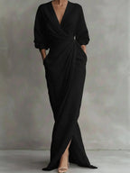 Wickel-Maxikleid mit V-Ausschnitt