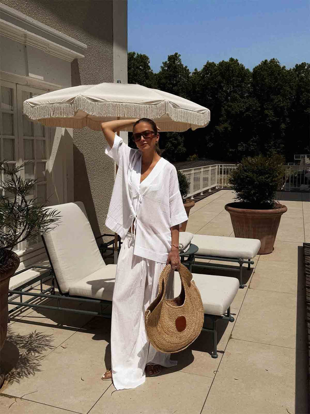 White Linen Cover Up Set