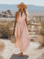 Boho V-Neck Sleeveless Maxi Dress