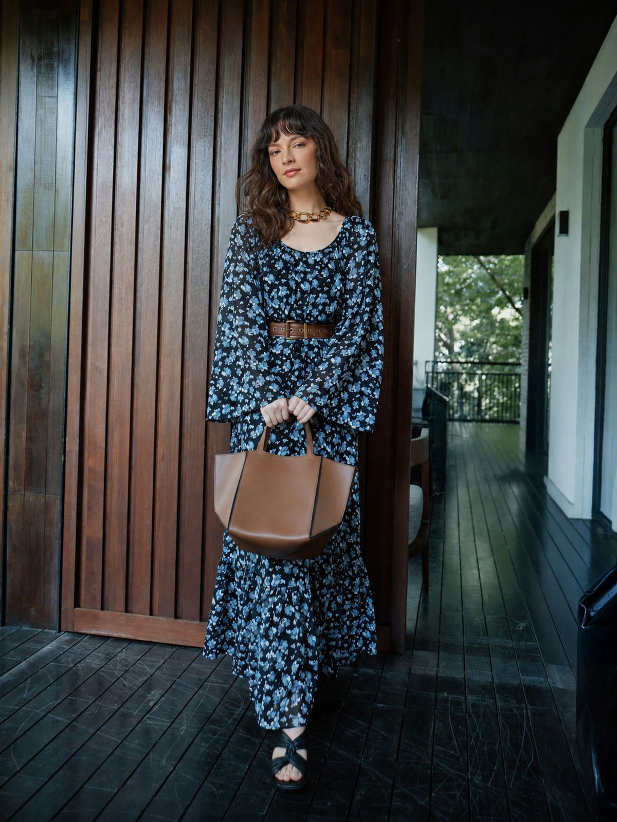 Belted Floral Maxi Dress