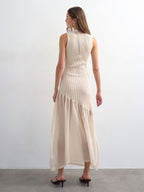 Sheer Panel Knit Maxi Dress