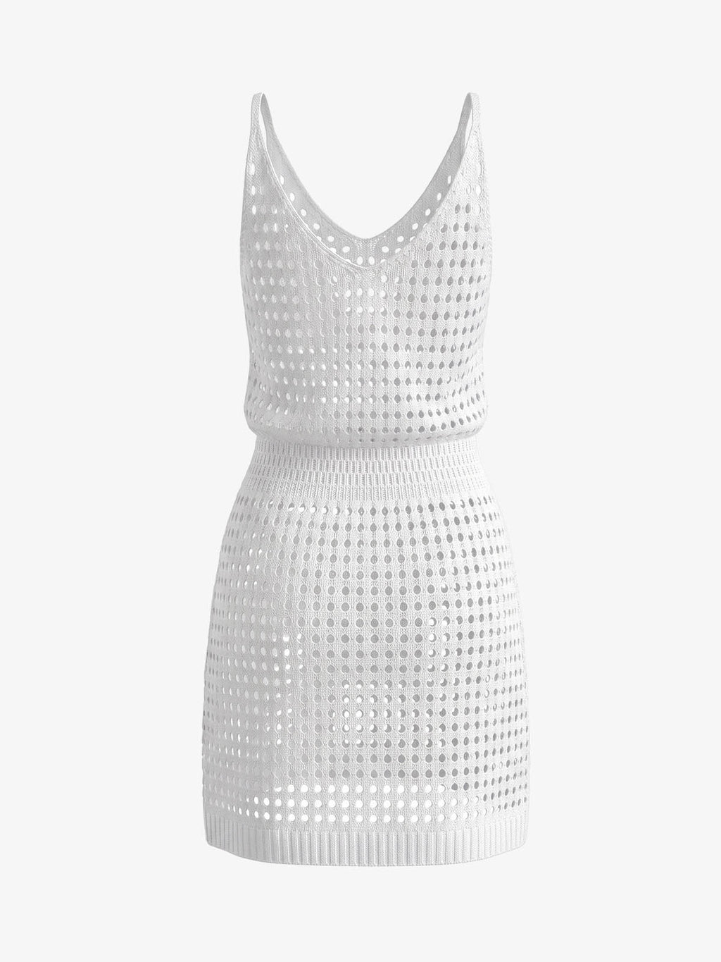 White Crochet Knit Two Piece Set