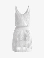 White Crochet Knit Two Piece Set