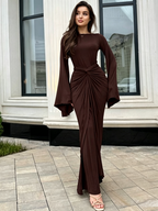 Ruched Long Sleeve Bodycon Maxi Dress