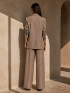 Double-Breasted Blazer Wide-Leg Trousers Set