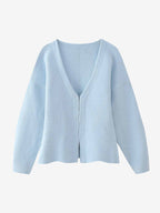 Light Blue Oversized Cropped Knit Sweater
