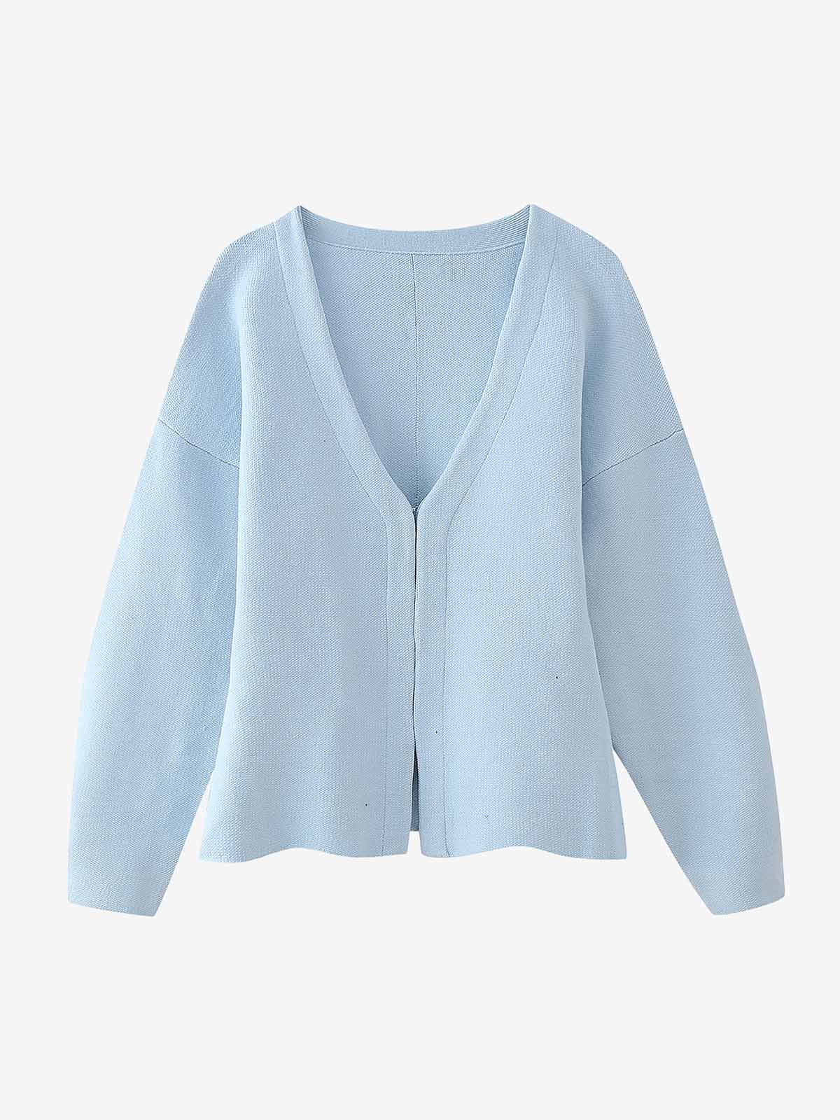 Light Blue Oversized Cropped Knit Sweater