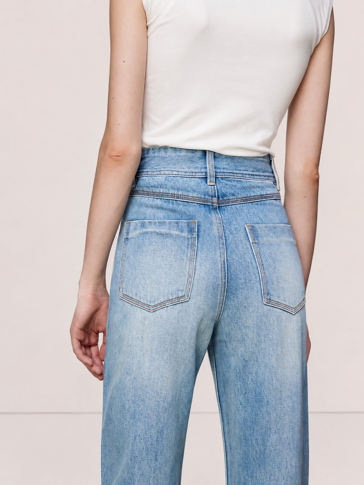 Front Seam Wide-Leg Jeans