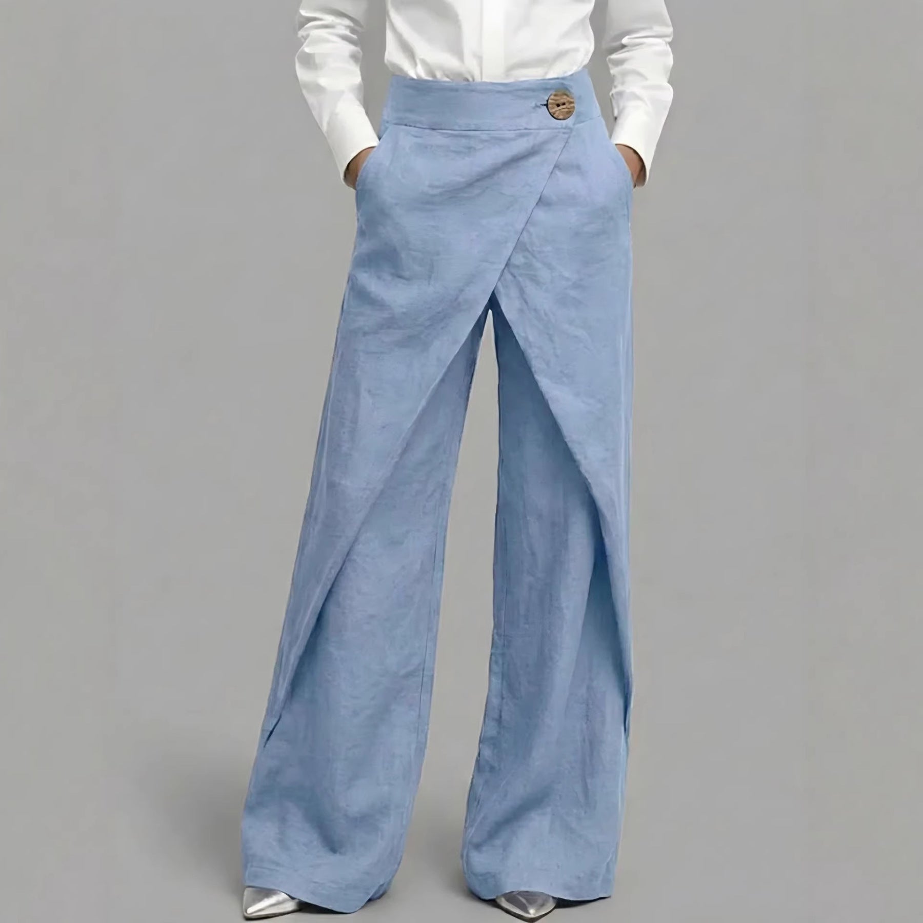 Linen Wrap Wide Leg Pants
