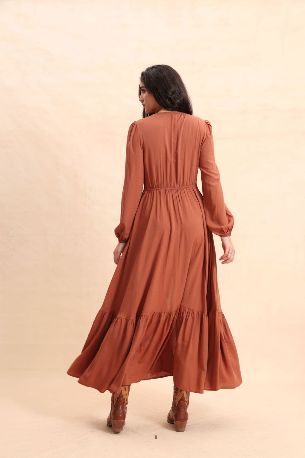 Lace V-Neck Slit Flowy Maxi Dress