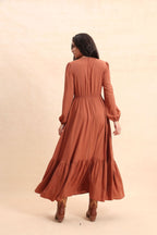 Lace V-Neck Slit Flowy Maxi Dress