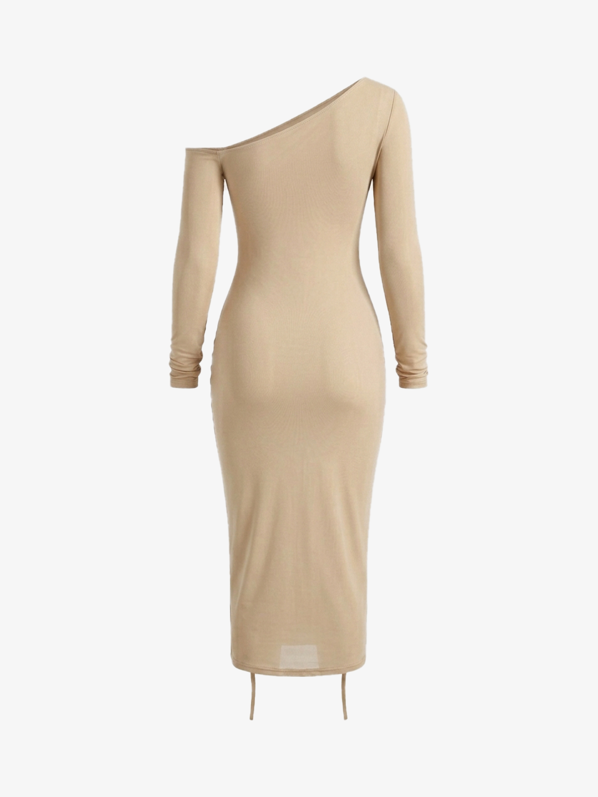 One-Shoulder Mesh Ruched Bodycon Dress