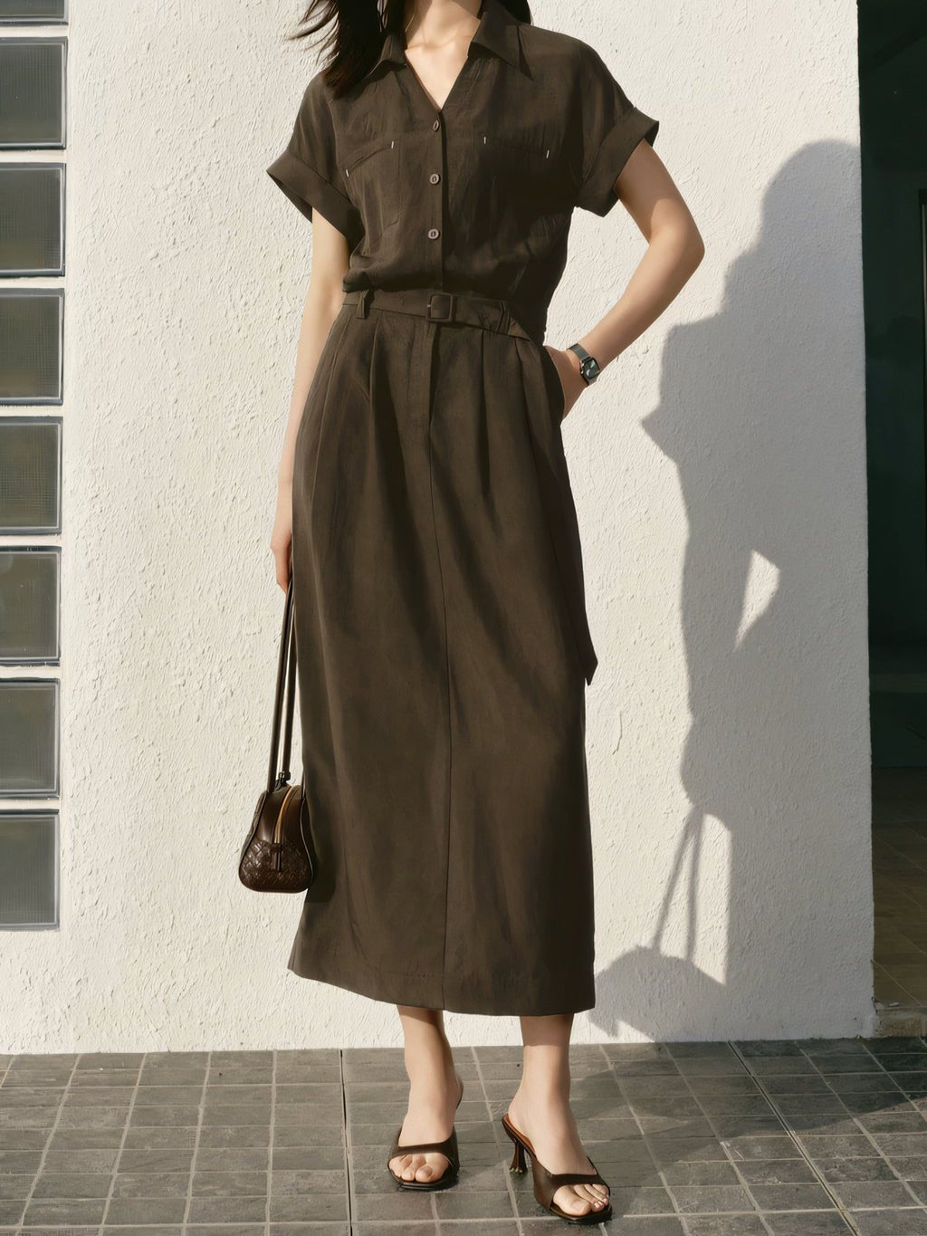Utility Lyocell Shirt Midi Dress