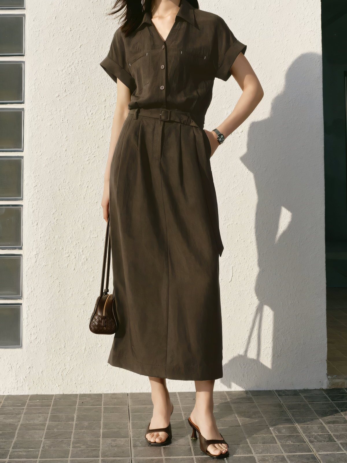 Utility Lyocell Shirt Midi Dress