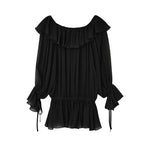 One-Shoulder Layered Ruffle Draped Top