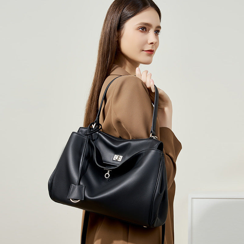 Buckle Smooth Calfskin Leather Tote Bag