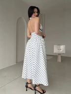 Polka Dot Halter Midi Dress