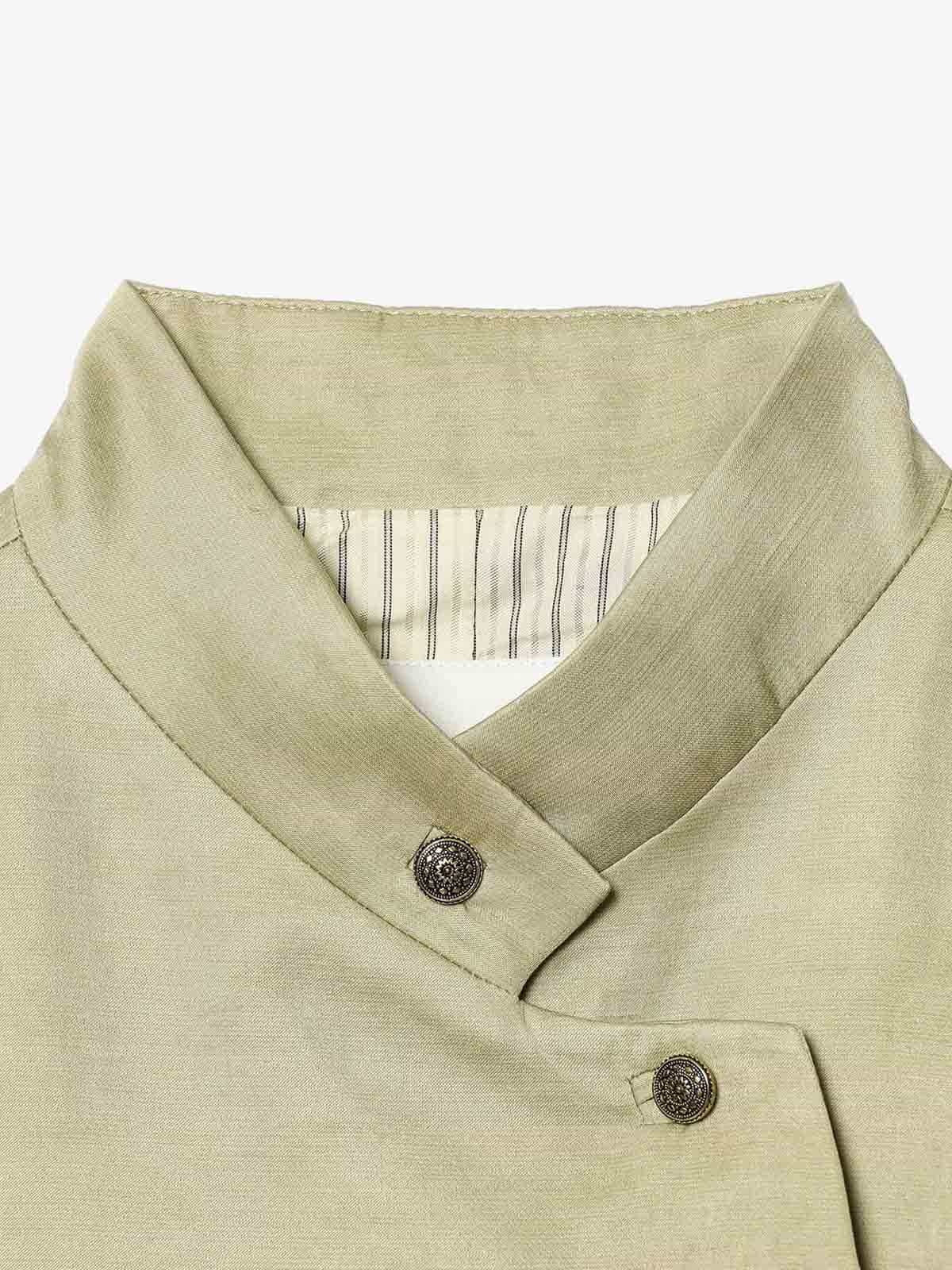Stand-collar Asymmetric Long-sleeve Jacket