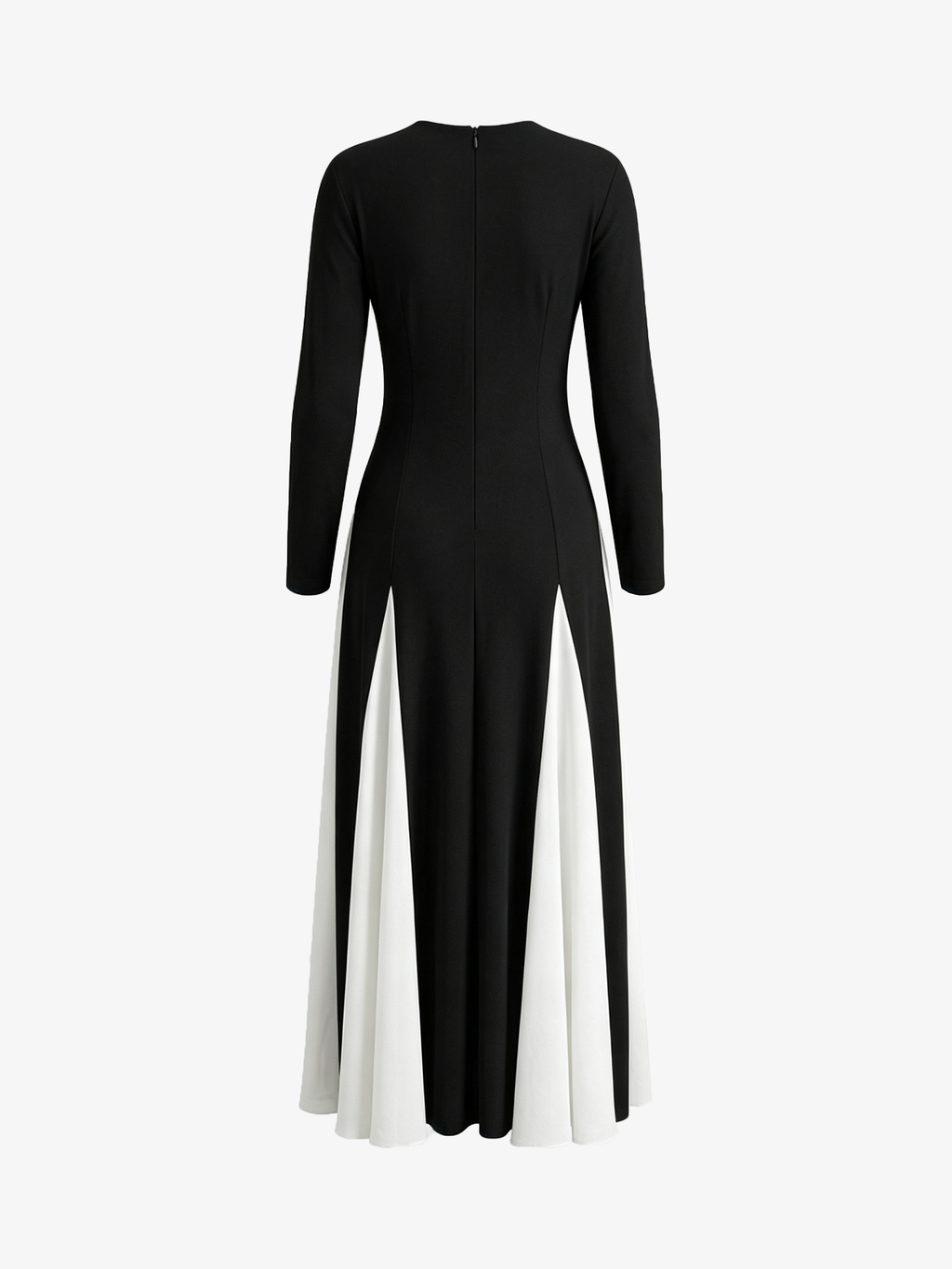 Color Block Long Sleeve Crewneck Maxi Dress