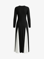 Color Block Long Sleeve Crewneck Maxi Dress