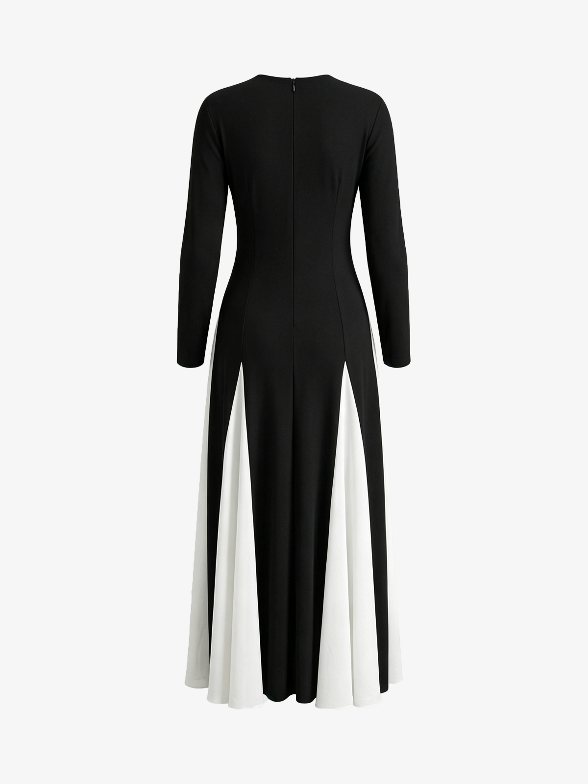 Color Block Long Sleeve Crewneck Maxi Dress