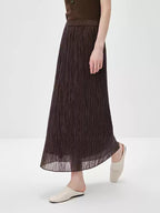 Pleated A-Line Midi Skirt