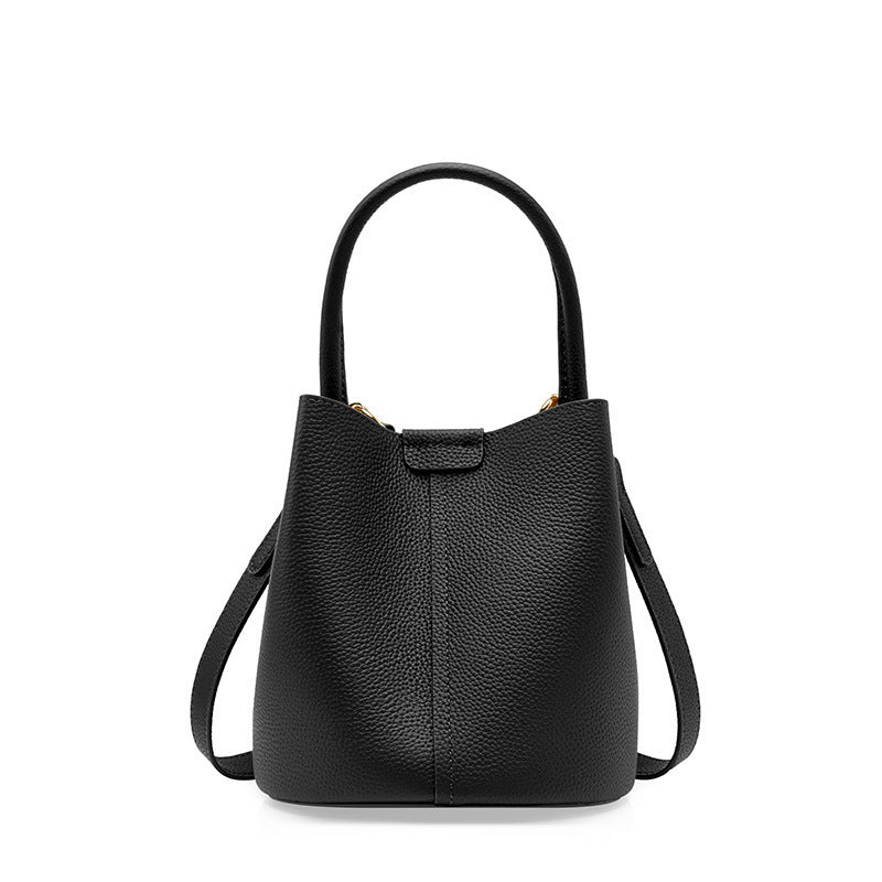 Cowhide Leather Bucket Bag