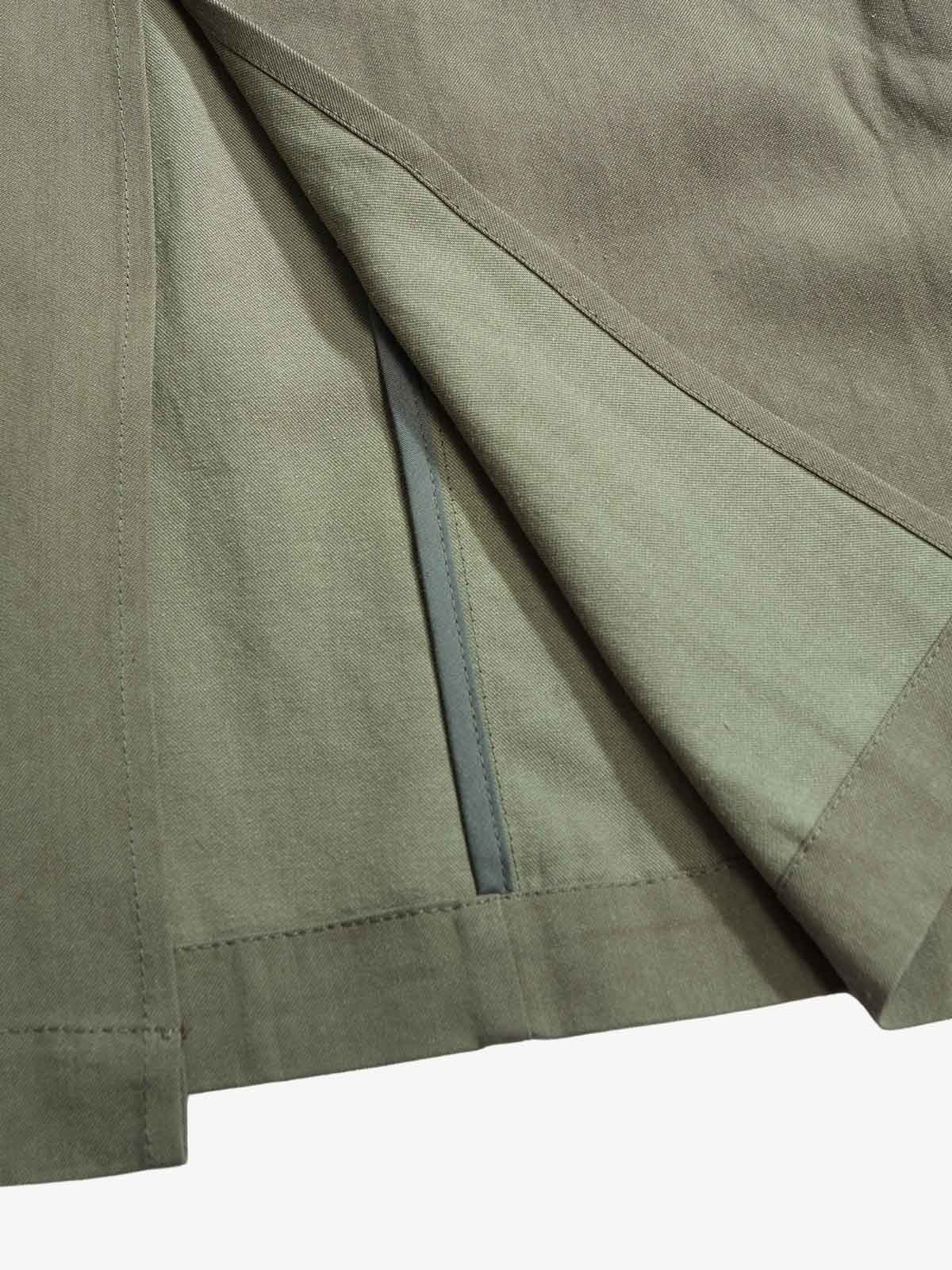 Curved-Seam Cargo Midi Skirt With Studded Belt