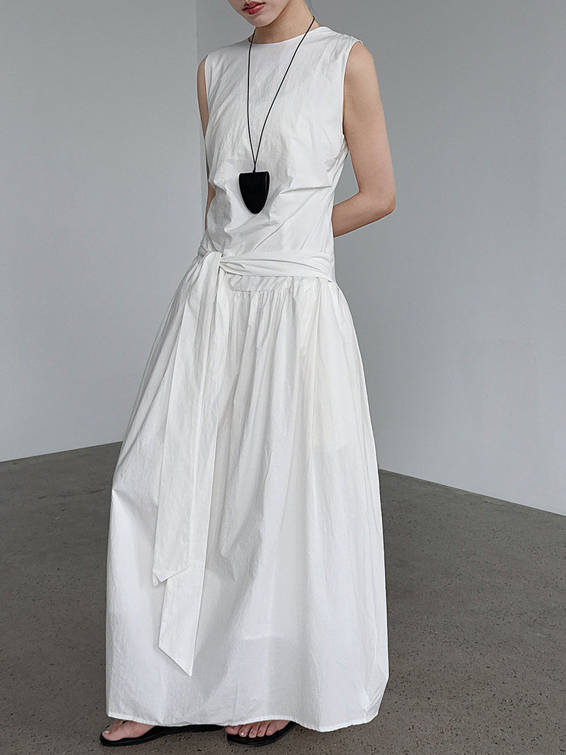 Sleeveless Tie Waist Maxi Dress