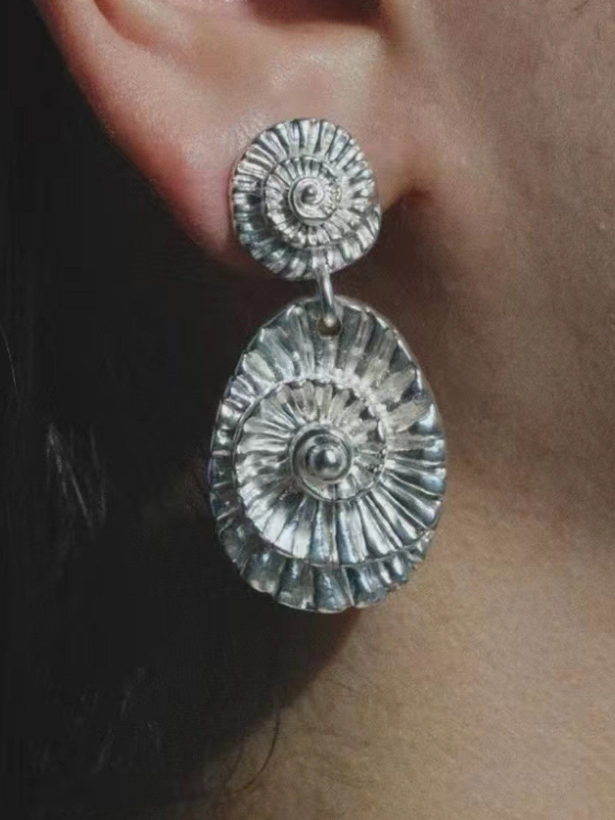 Conch Fossil Texture Earrings