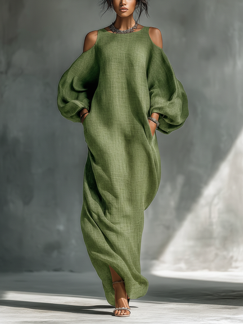 Cold Shoulder Flowing Maxi Dress
