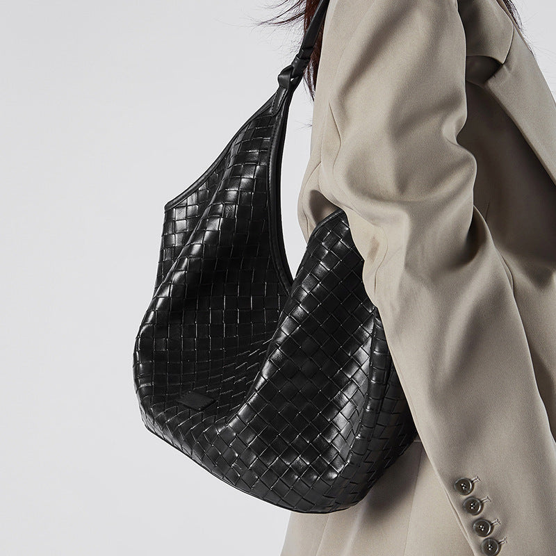Woven Cowhide Leather Tote Bag