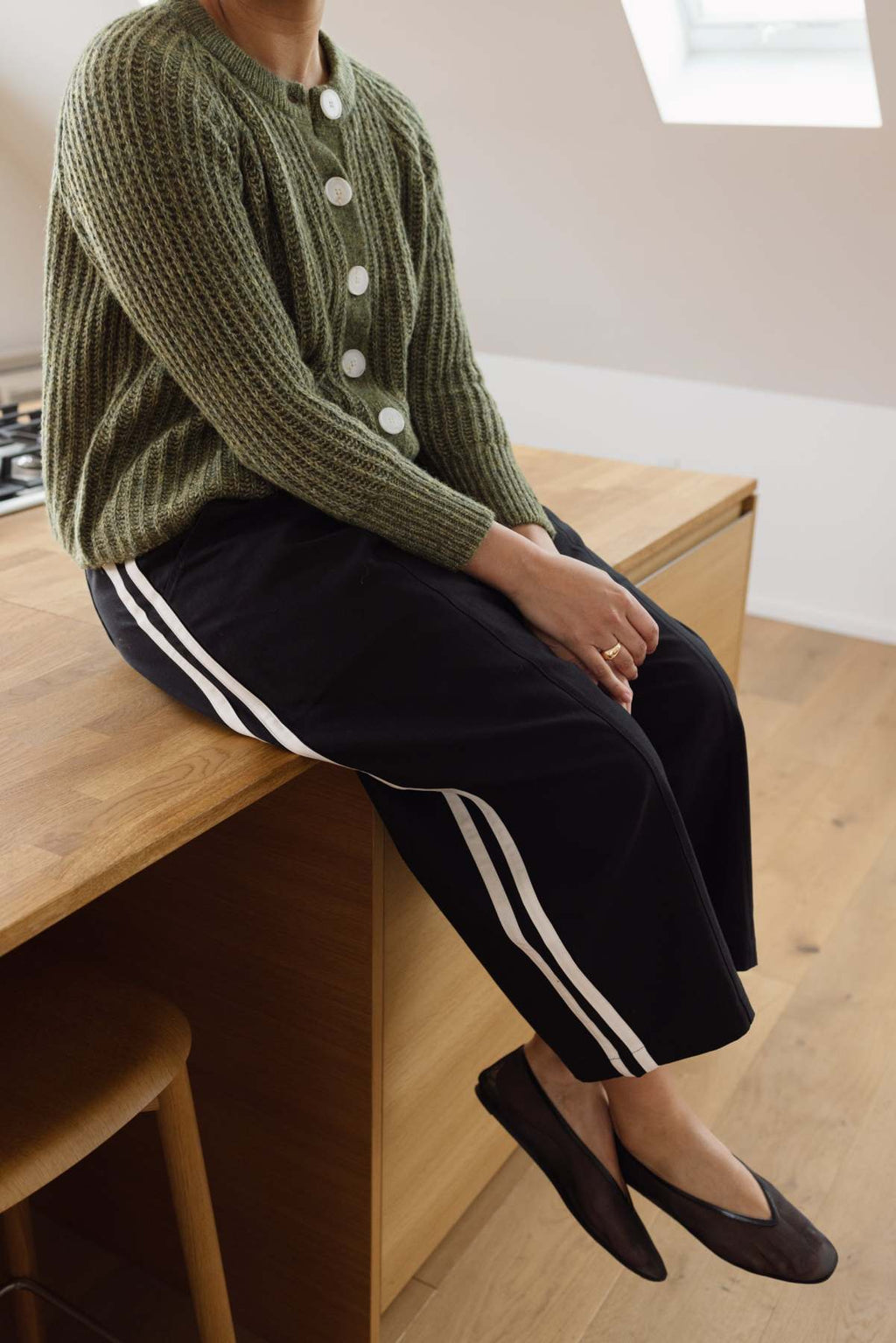 Cotton Blend Track Pants with Side Stripes - Comfortable Wide Leg Joggers for Casual Wear
