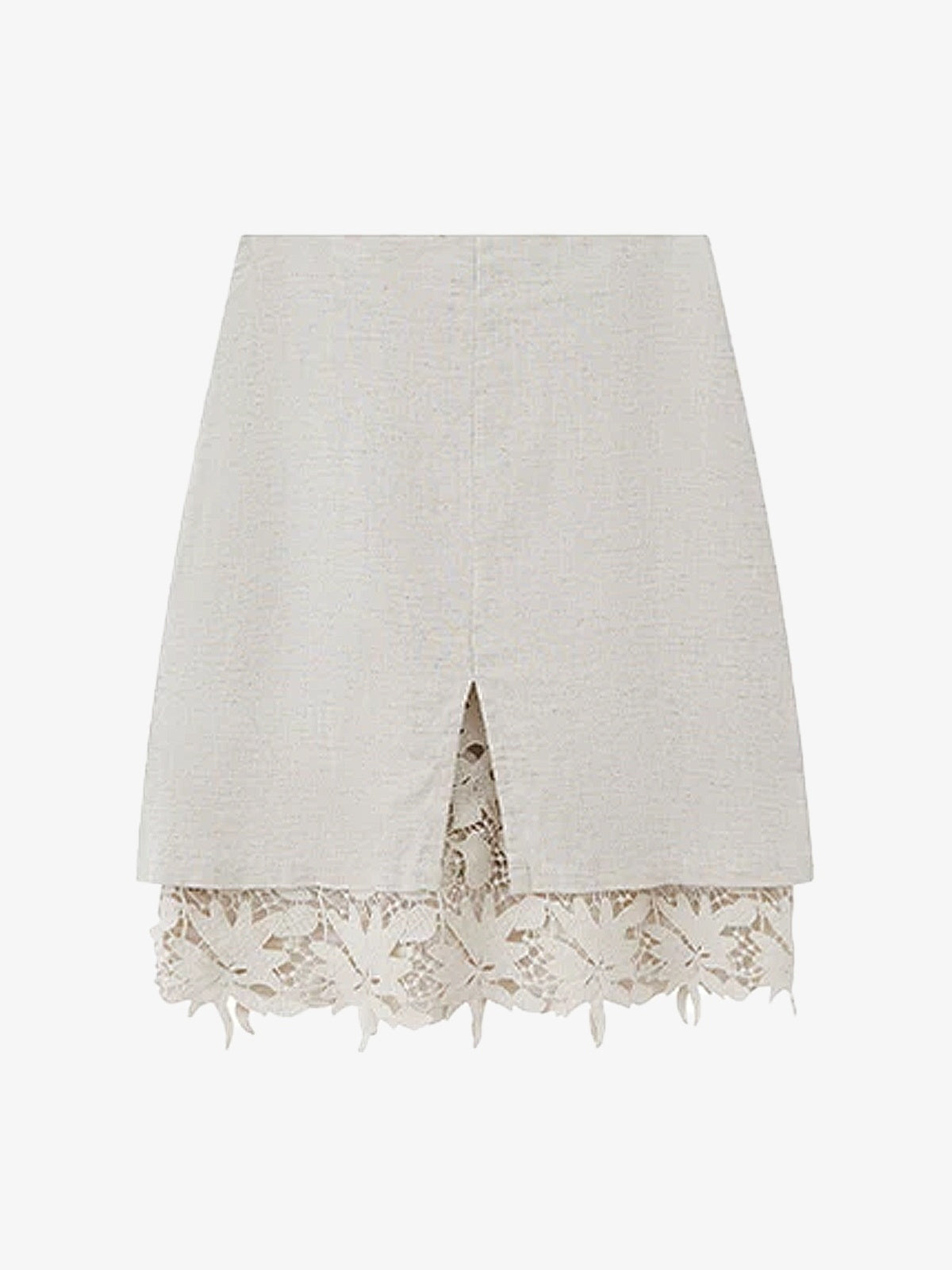 Patchwork Hollow-Out Lace Tencel-Linen Skirt